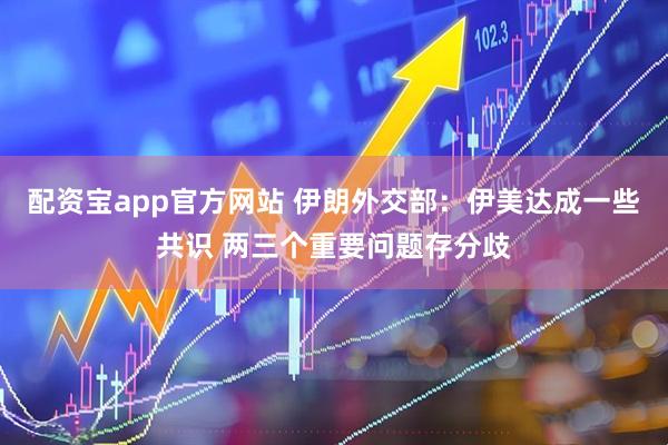 配资宝app官方网站 伊朗外交部：伊美达成一些共识 两三个重要问题存分歧